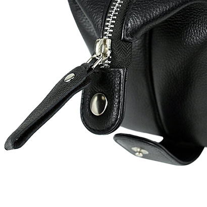 Premium Leather Washbag - Black