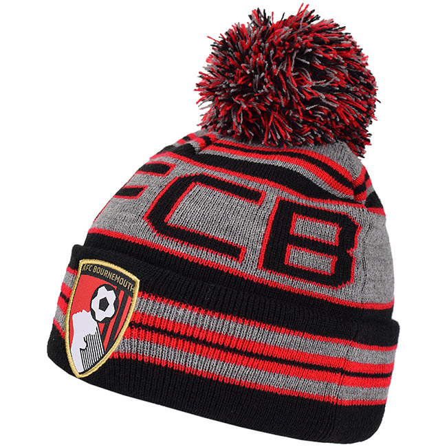 AFC Bournemouth Kids Beanie Hat - Grey / Black / Red