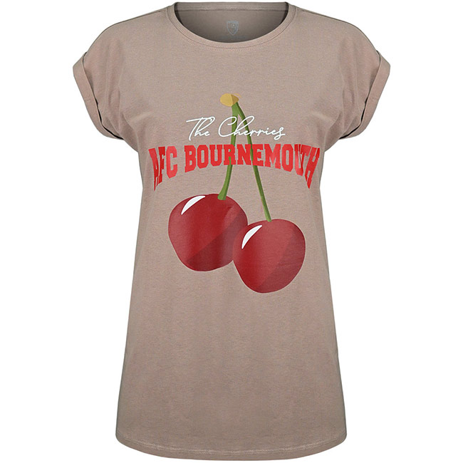 Womens Cherry Graphic Cuff T Shirt - Rose