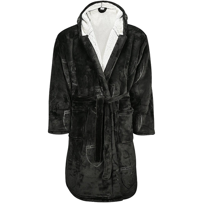 Kids Sherpa Lined Dressing Gown - Charcoal
