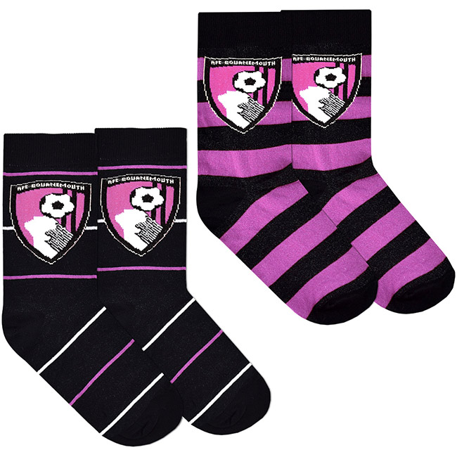 AFC Bournemouth Womens 2 Pack Socks - Black / Purple
