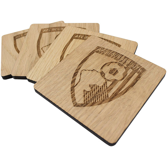 Wooden Crest Coasters - 4 Pack