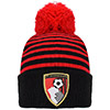 AFC Bournemouth Adults Hoop Crest Beanie Hat - Red / Black