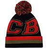 Adults Oversized Text Beanie - Black / Red / Gold