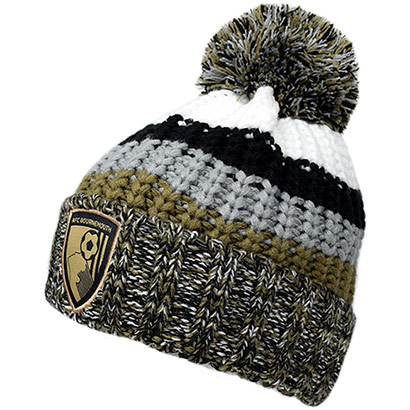 Adult Chunky Stripe Beanie - Black / Gold