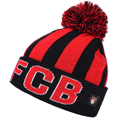 Kids Striped AFCB Beanie Hat - Black / Red