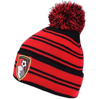 Adults Black And Red Striped Beanie Hat
