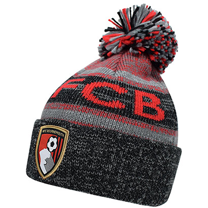 Adults Initial Bobble Hat - Grey / Red
