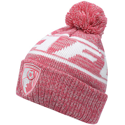 Womens Pink Initial Bobble Hat - Pink