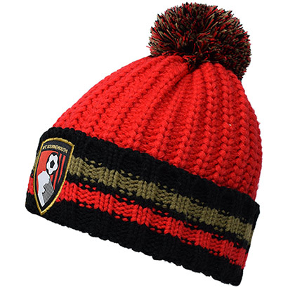 Adults Stripe Cuff Beanie - Red / Black