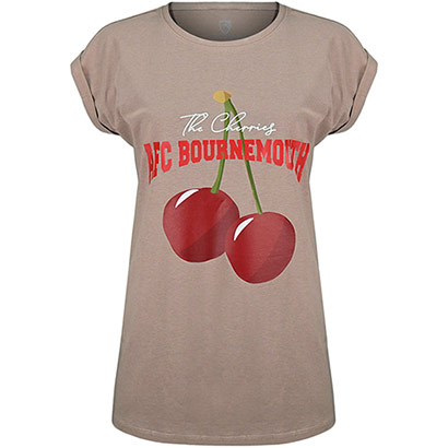 Womens Cherry Graphic Cuff T Shirt - Rose