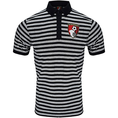 AFC Bournemouth Adults Foxwood Polo Shirt - Black/Grey Marl