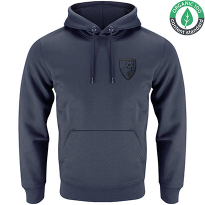 AFC Bournemouth Adults Organic Crest Hoodie - India Ink Grey