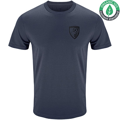 AFC Bournemouth Adults Organic Crest T Shirt - India Ink Grey