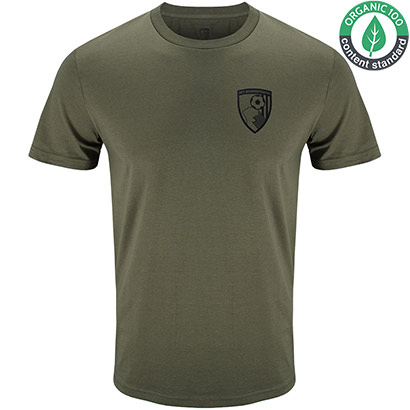 AFC Bournemouth Adults Organic Crest T Shirt - Khaki