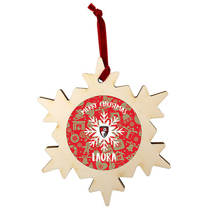 Personalised Snowflake - Red / Gold Print