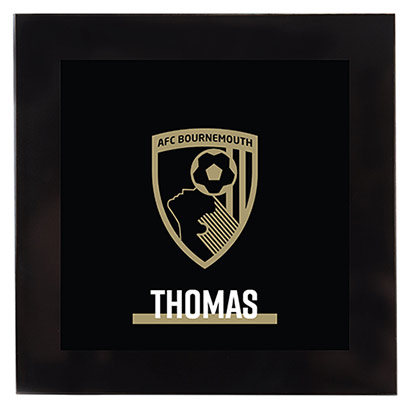 AFC Bournemouth Personalised Glass Coaster - Gold Crest