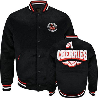 Premium Cherries Varsity Jacket - Black