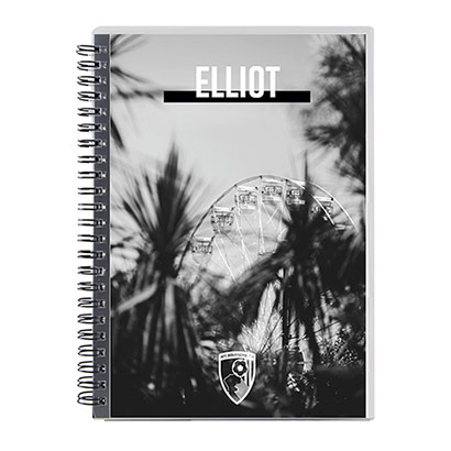 AFC Bournemouth Personalised Notebook - Monochrome Wheel