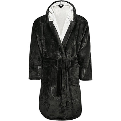 Kids Sherpa Lined Dressing Gown - Charcoal