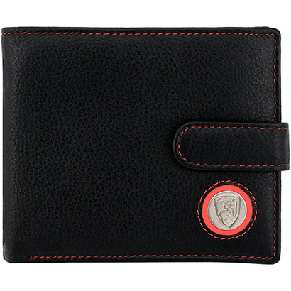 Leather Circle Crest Wallet - Black